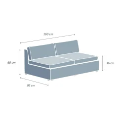 Canapé, Fauteuil Et Table Basse|MOBELLIA Chauffeuse de jardin en résine tressée 2 places Palma Gris et beige Tresse Gris - Beige