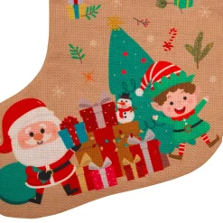 Bonnet, Chaussette Et Costume|JJA Chaussette de Noël en jute (H45 cm) Lutin et Père Noël Multicolore