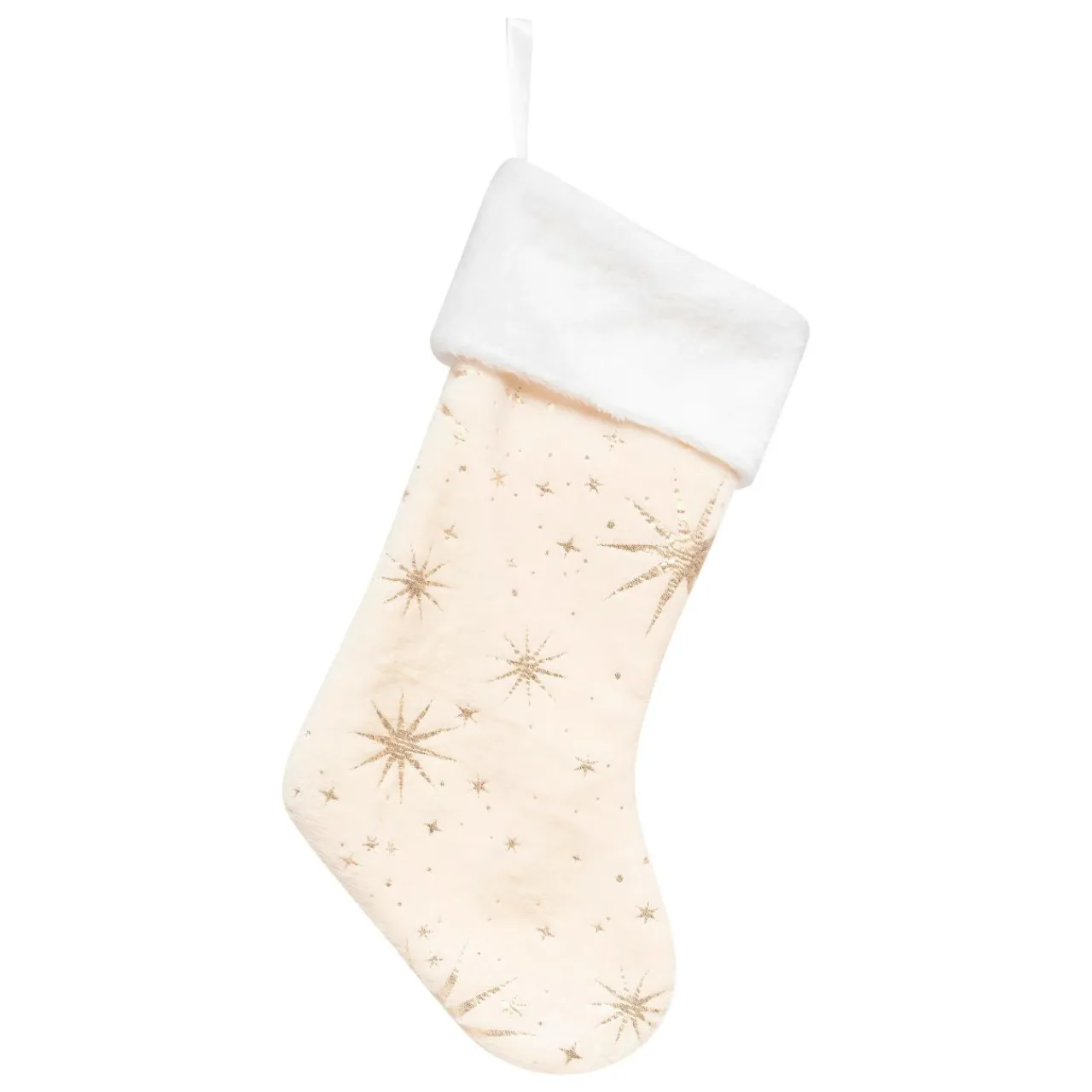 Bonnet, Chaussette Et Costume|JJA Chaussette de Noël (H45 cm) Étoiles Célestes Dorées Blanc