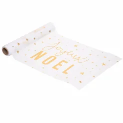 Nappe Et Chemin De Table|Feeric Lights & Christmas Chemin de table (500 x 28 cm) Joyeux Noël Blanc et Or