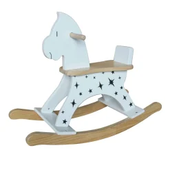 Jouet, Cadeau De Naissance|EMINZA Cheval à bascule bois (H53 cm) Stars Blanc
