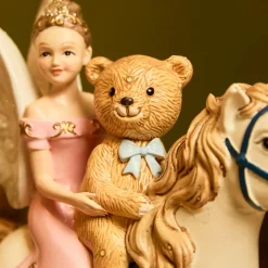 Déco Et Objet De Noël|KAEMINGK Cheval à Bascule (H20 cm) Fée et ourson de Noël Beige