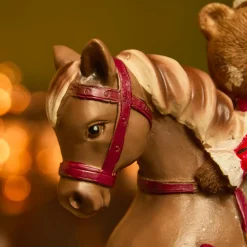 Déco Et Objet De Noël|KAEMINGK Cheval à Bascule (H20 cm) Petite ours de Noël Marron
