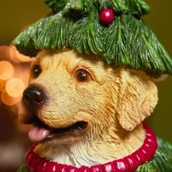 Père Noël, Animaux Et Personnage|KAEMINGK Chien décoratif (H24 cm) Labrador en sapin Vert