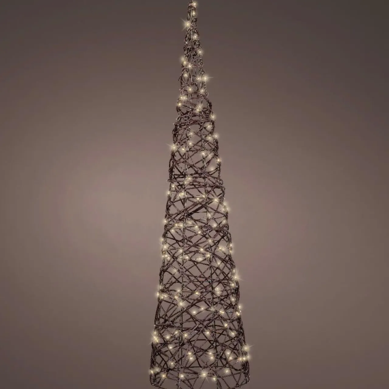 Déco Et Objet De Noël|Déco Et Objet Lumineux|KAEMINGK Cône lumineux 160 Micro LED (H90 cm) Résine tressée Brun/Blanc chaud Marron