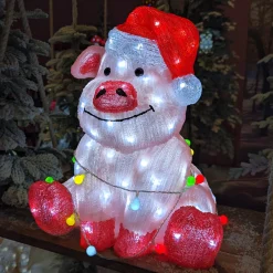 Père Noël, Animaux Et Personnage|Déco Et Objet Lumineux|EMINZA Cochon lumineux 100 LED (H41 cm) Baby Gaston Multicolore