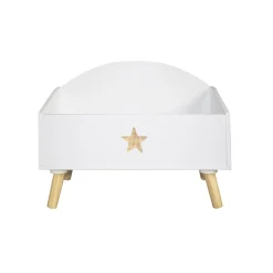 Petit Meuble Enfant|EMINZA Coffre à jouet ouvert enfant bois (H44 cm) Stars Blanc