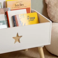 Petit Meuble Enfant|EMINZA Coffre à jouet ouvert enfant bois (H44 cm) Stars Blanc