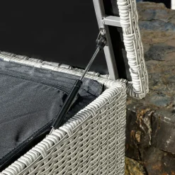 Coffre De Rangement|MOBELLIA Coffre de rangement extérieur en résine tressée Calvi Gris