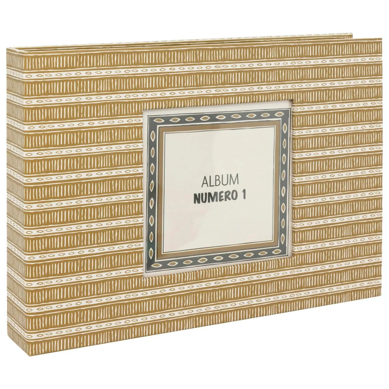 Objet Déco|Atmosphera, cru017dateur d'intu017drieur Coffret 2 albums photos (H16,7 cm) Paloma Gris et moutarde Jaune