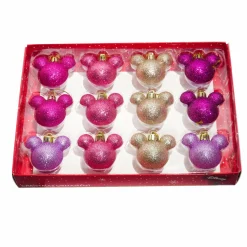 Boule De Noël|Déco De Noël Disney|CHRISTMAS INSPIRATIONS Coffret de 12 boules de Noël (D30 mm) mini Mickey Rose