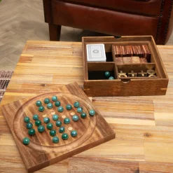 Objet Déco|ATMOSPHERA Coffret jeu solitaire en manguier Naturel Bois