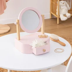 Jouet, Cadeau De Naissance|Objet Déco Enfant|Atmosphera cru017dateur d'intu017drieur for kids Coiffeuse à poser enfant bois (H28 cm) Louna Rose