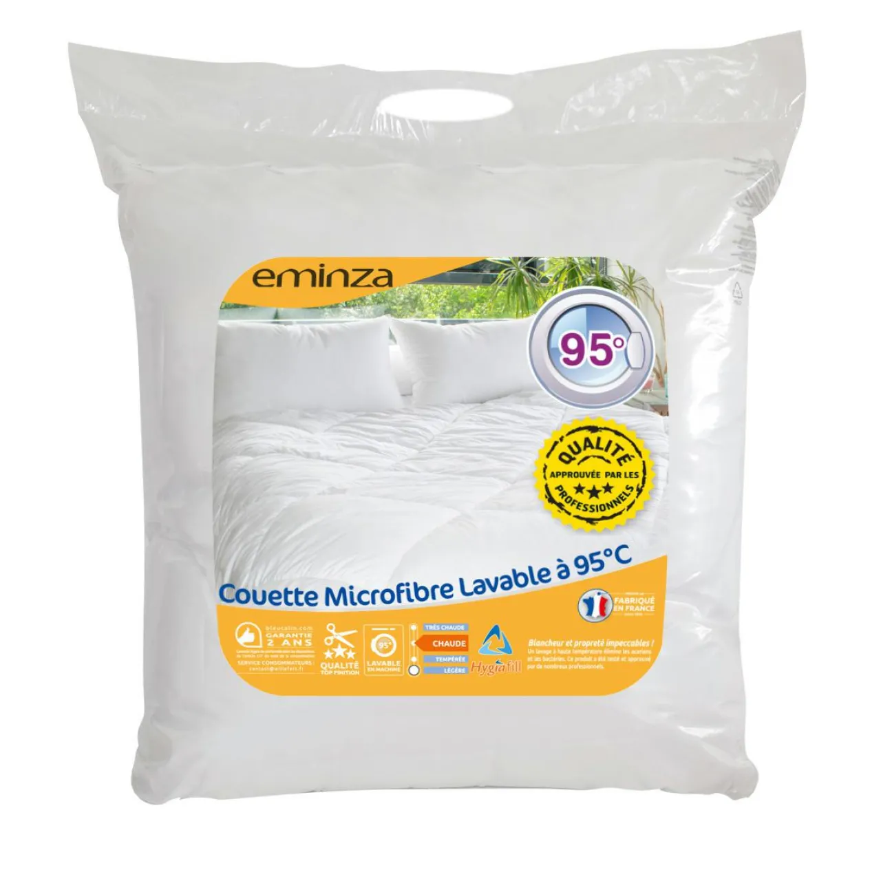 Couette, Oreiller, Traversin|EMINZA Couette Chaude (200 x 200 cm) Microfibre Lavable à 95°C he Blanc