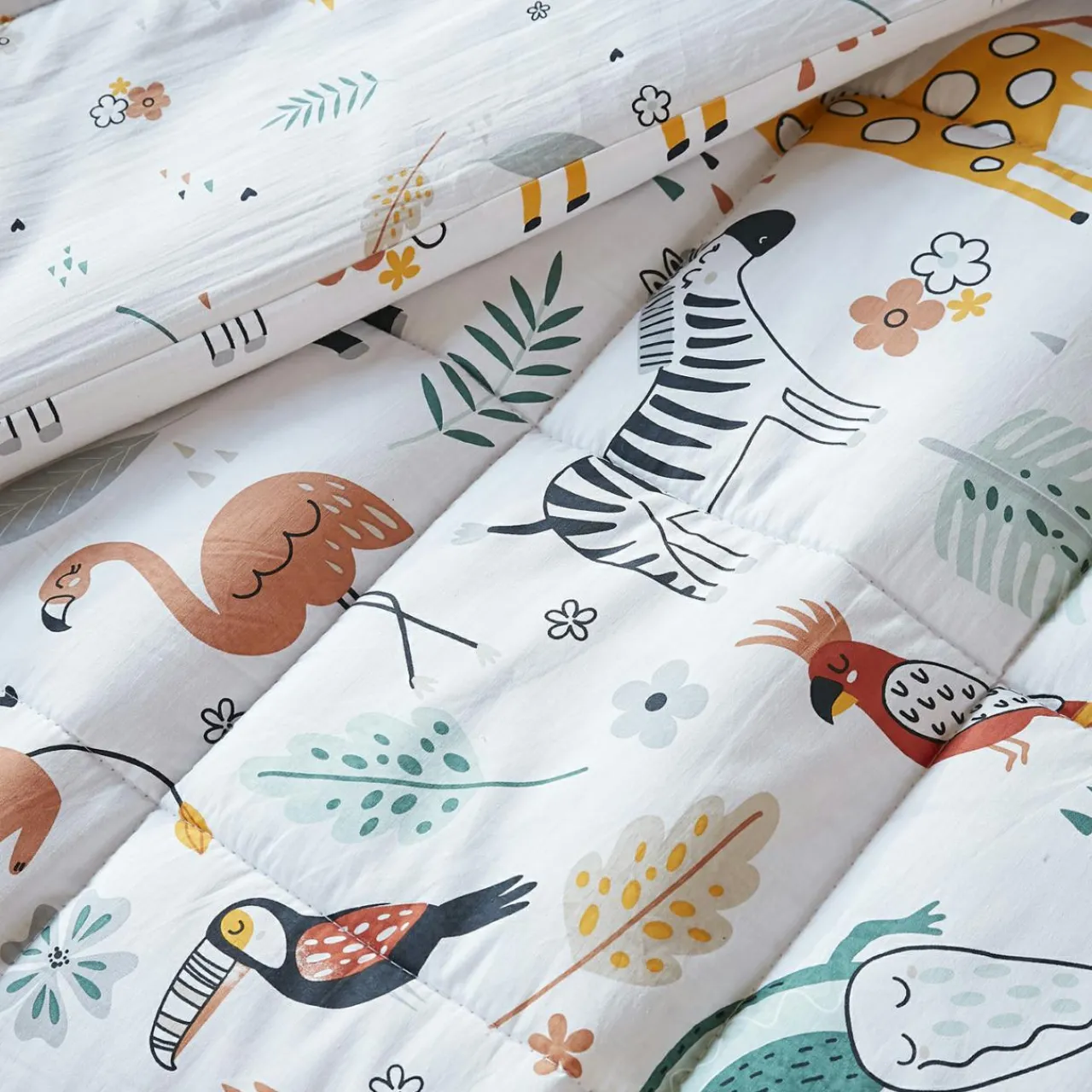 Linge De Lit Enfant|Linge De Lit Enfant|L'effet papillon Couette imprimée enfant coton et deux taies d'oreiller (240 x 220 cm) Savane Multicolore