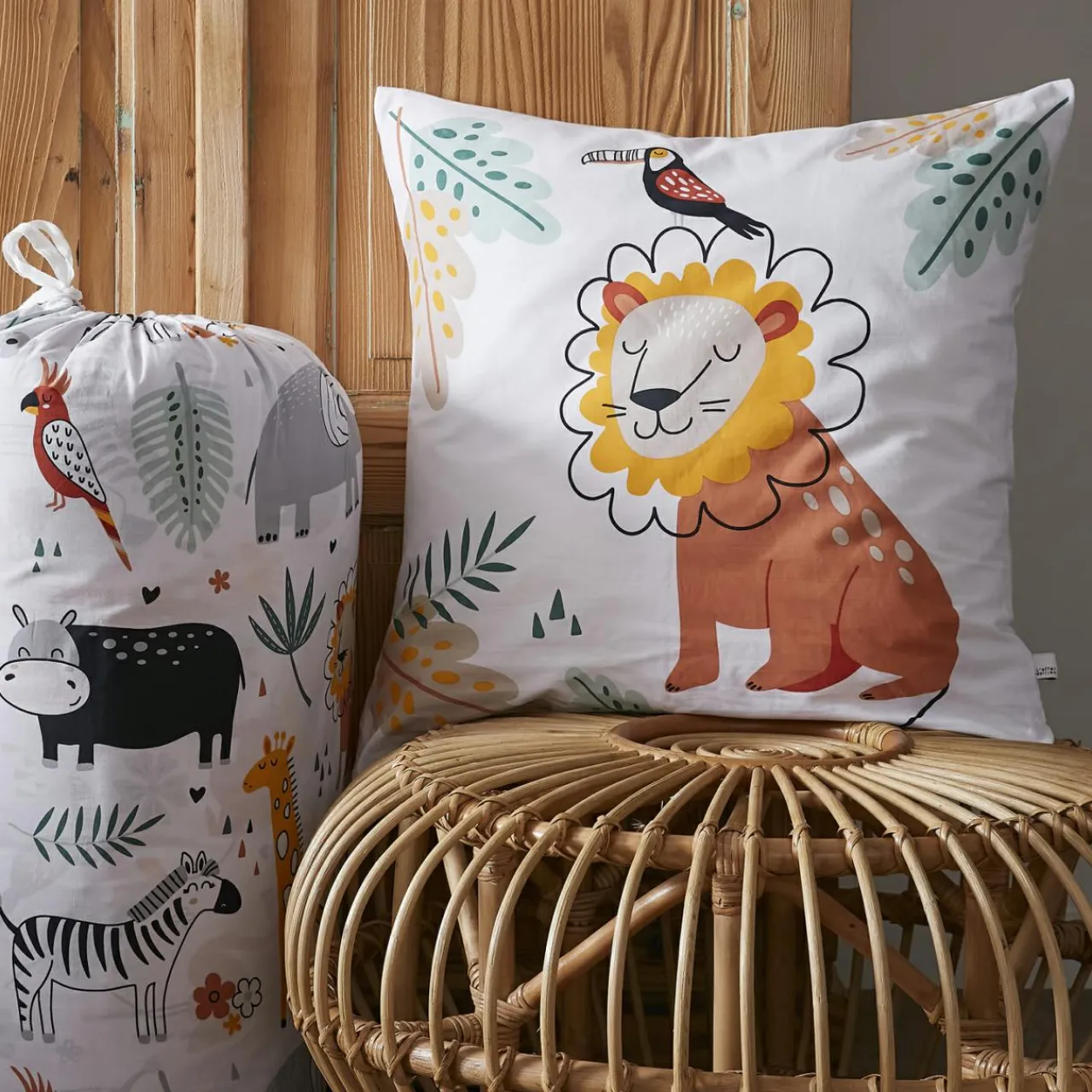 Linge De Lit Enfant|Linge De Lit Enfant|L'effet papillon Couette imprimée enfant coton et deux taies d'oreiller (240 x 220 cm) Savane Multicolore