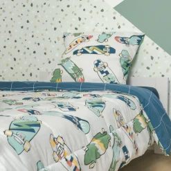 Linge De Lit Enfant|Linge De Lit Enfant|l'Effet Papillon Couette imprimée enfant coton (140 x 200 cm) California Bleu