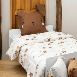 Linge De Lit Enfant|Linge De Lit Enfant|L'EFFET PAPILLON Couette imprimée enfant et sa taie d'oreiller (140 x 200 cm) Pompon Marron