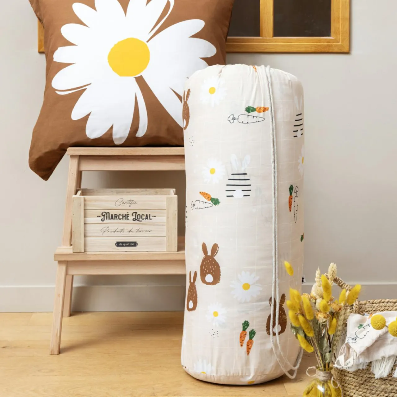 Linge De Lit Enfant|Linge De Lit Enfant|L'EFFET PAPILLON Couette imprimée enfant et sa taie d'oreiller (140 x 200 cm) Pompon Marron