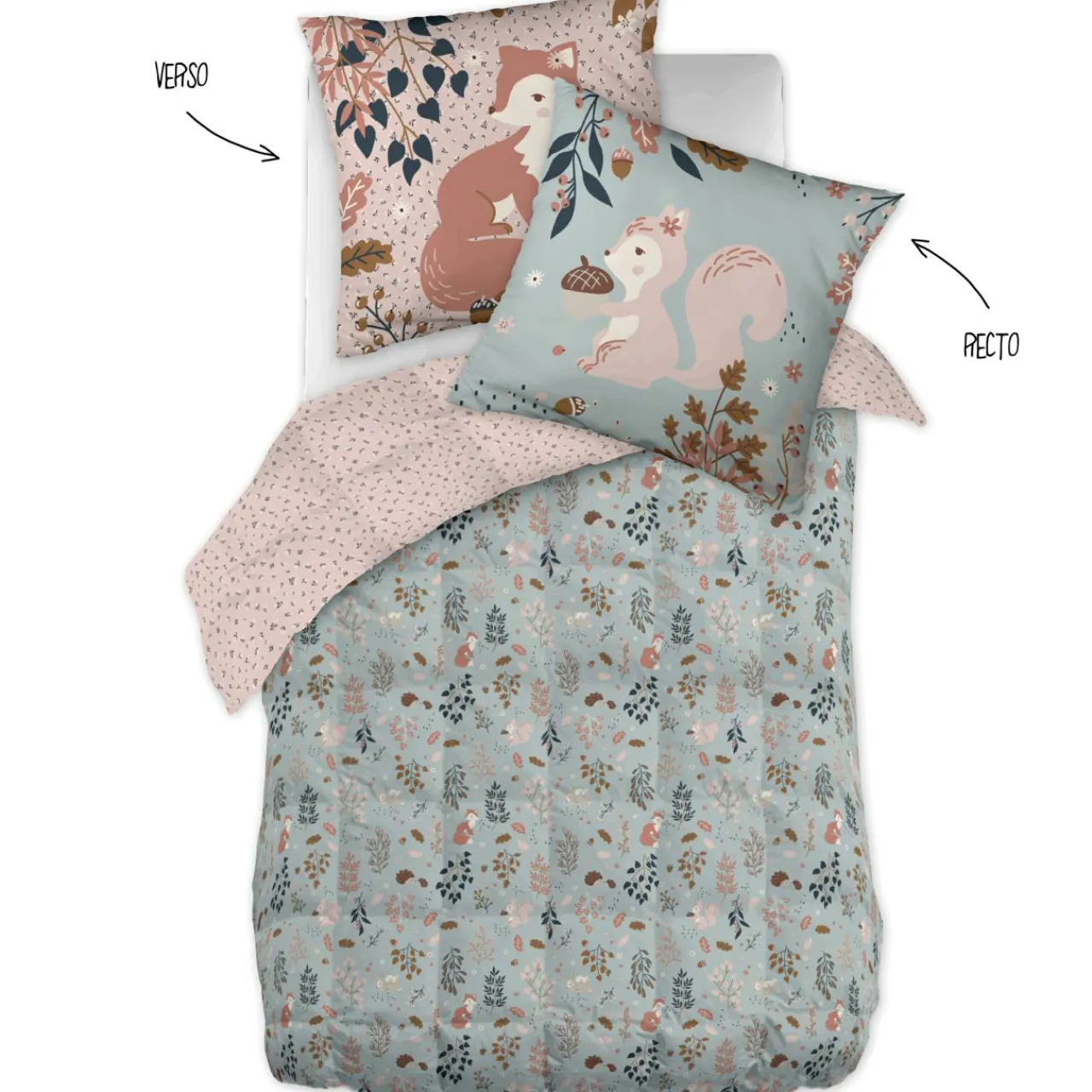 Linge De Lit Enfant|Linge De Lit Enfant|L'EFFET PAPILLON Couette imprimée enfant et sa taie d'oreiller (140 x 200 cm) Tamia Multicolore