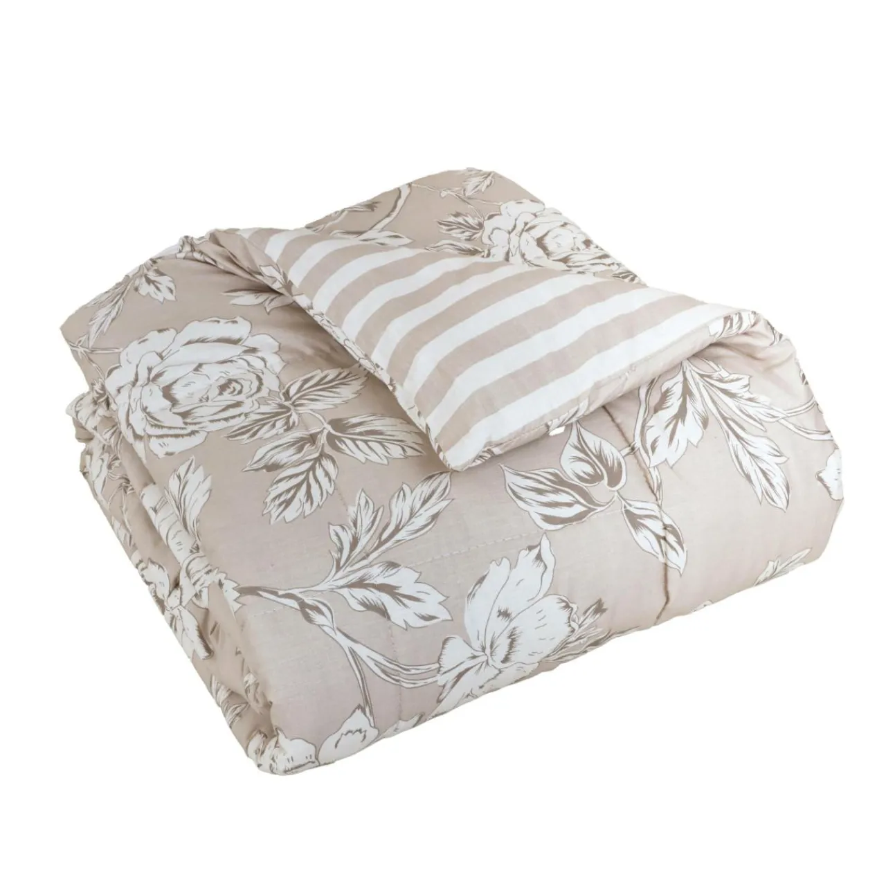 Couette, Oreiller, Traversin|EMINZA Couette imprimée et deux taies d'oreiller coton (200 x 200 cm) Lara Beige