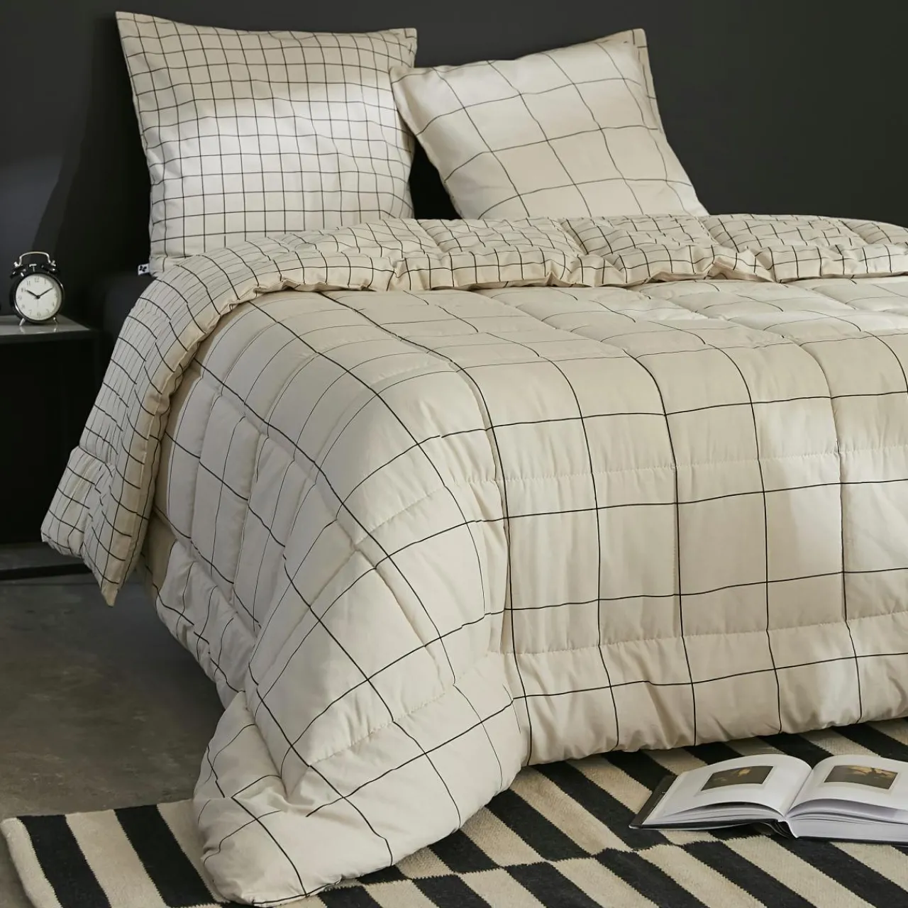 Couette, Oreiller, Traversin|L'EFFET PAPILLON Couette imprimée et une taie d'oreiller (140 x 200 cm) Carrie Beige