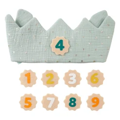 Objet Déco Enfant|OSTARIA Couronne d'anniversaire enfant coton (40 cm) Roi e Vert