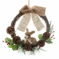 Couronne De Noël|Feeric Lights & Christmas Couronne de Noël (D32 cm) Lapin et nœud Naturel