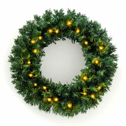 Couronne De Noël|EMINZA Couronne de Noël lumineuse (D60 cm) Royal Vert et blanc chaud Sapin vert lumineux