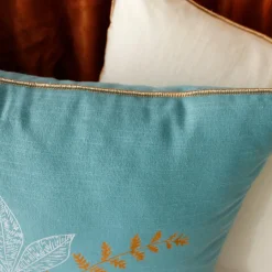 Coussin Et Housse|ENJOY HOME Coussin carré (40 cm) Vegetalis motif Bleu lagon Bleu clair