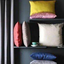 Coussin Et Housse|LOVELY CASA Coussin carré (50 x 50 cm) Béa Bleu canard