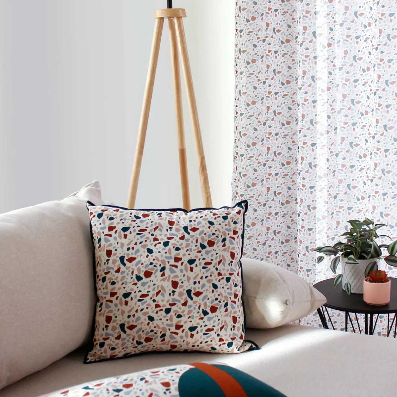 Coussin Et Housse|ENJOY HOME Coussin carré coton (40 cm) Terrazzo Multicolore