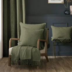 Coussin Et Housse|L'EFFET PAPILLON Coussin carré coton (45 x 45 cm) Sixtine Vert romarin