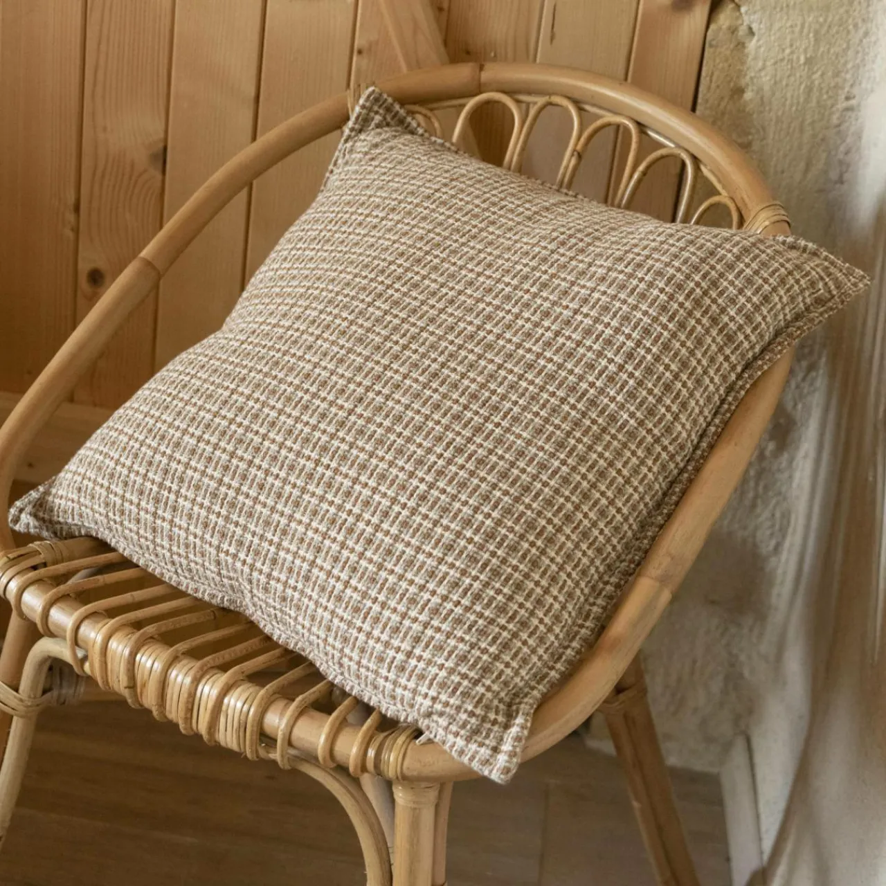 Coussin Et Housse|EMINZA Coussin carré coton (50 x 50 cm) Marius Marron