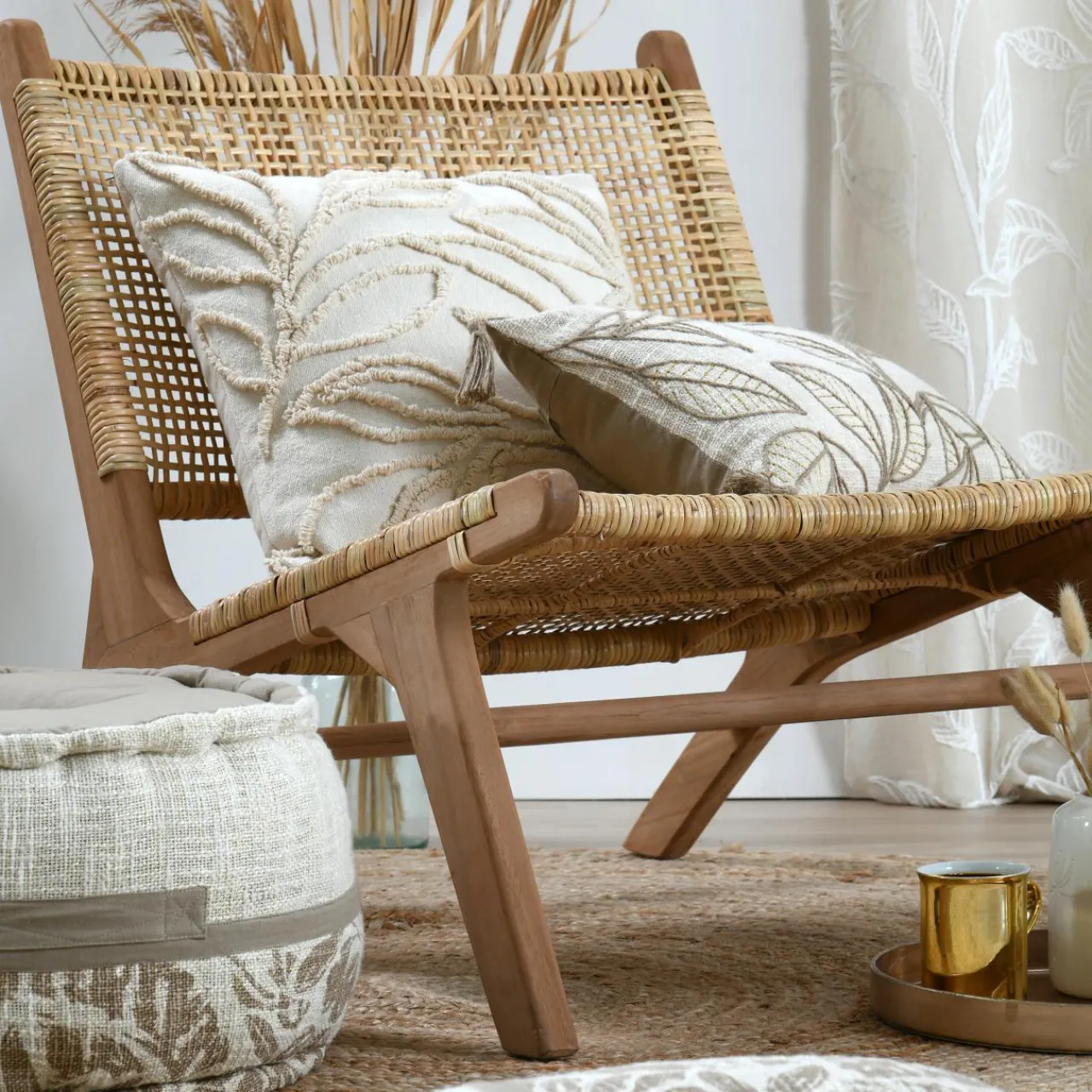 Coussin Et Housse|STOF Coussin carré coton (40 x 40 cm) Hemera Beige Naturel