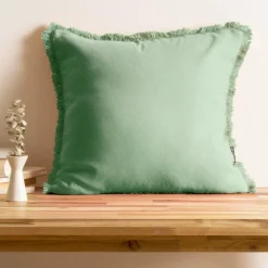 Coussin Et Housse|EMINZA Coussin carré coton (45 x 45 cm) Pixel franges Vert menthe
