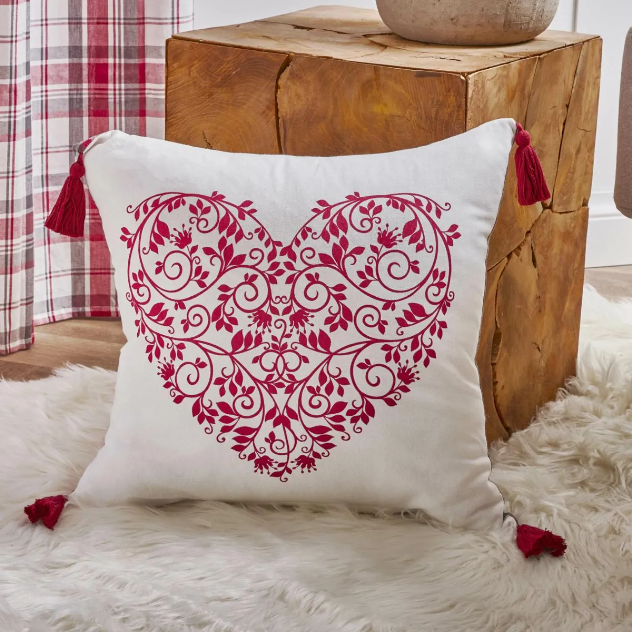 Coussin Et Housse|EMINZA Coussin carré coton (40 x 40 cm) Megeve Rouge