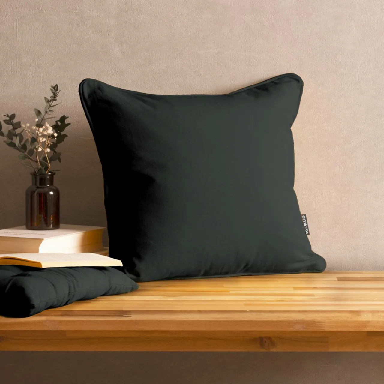 Coussin Et Housse|EMINZA Coussin carré coton (40 x 40 cm) Pixel Noir