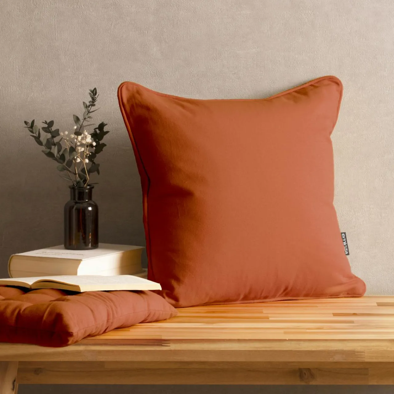 Coussin Et Housse|EMINZA Coussin carré coton (40 x 40 cm) Pixel Terracotta
