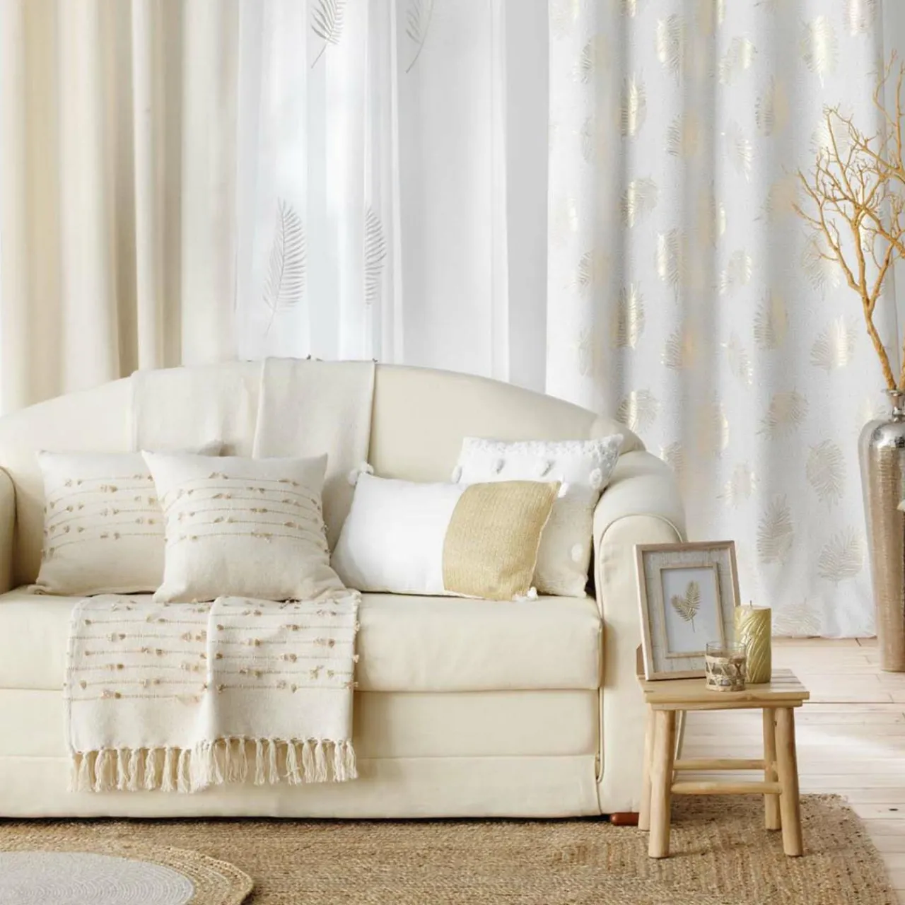 Coussin Et Housse|douceur d'intu017drieur Coussin carré coton (40 x 40 cm) Golden sunset Blanc