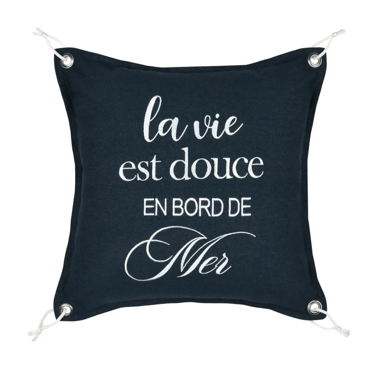 Coussin Et Housse|STOF Coussin carré coton (50 x 50 cm) Bordemer Bleu marine