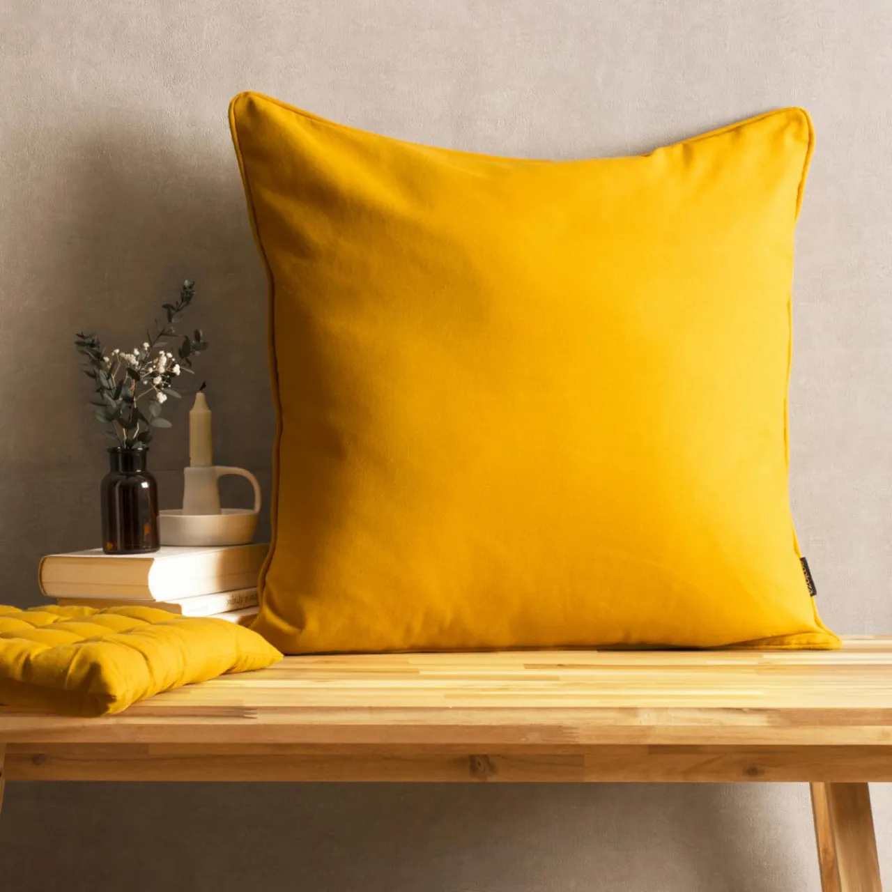 Coussin Et Housse|EMINZA Coussin carré coton (60 x 60 cm) Pixel Jaune moutarde