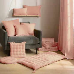 Coussin Et Housse|EMINZA Coussin carré coton (40 x 40 cm) Pixel Rose Pêche