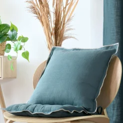 Coussin Et Housse|STOF Coussin carré coton (45 x 45 cm) Helios Bleu