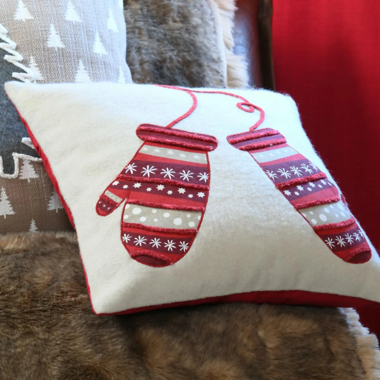 Coussin Et Housse|LOVELY CASA Coussin carré coton (40 x 40 cm) Megève Ecru