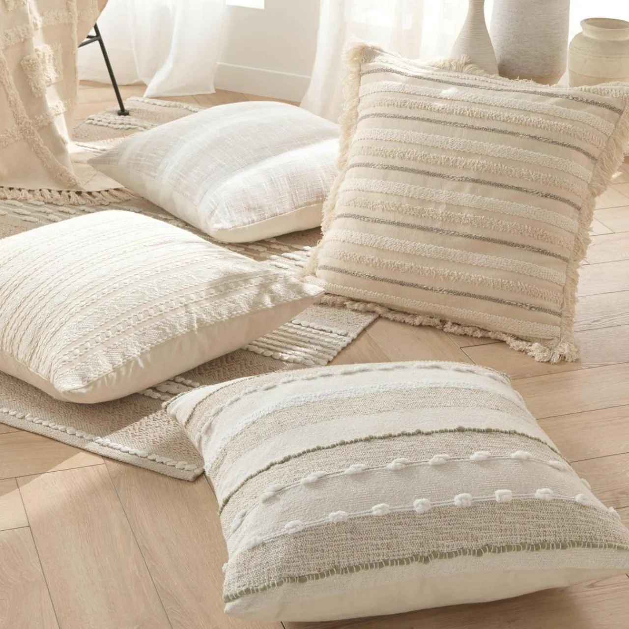 Coussin Et Housse|douceur d'intu017drieur Coussin carré coton tissé (60 x 60 cm) Ilies Beige