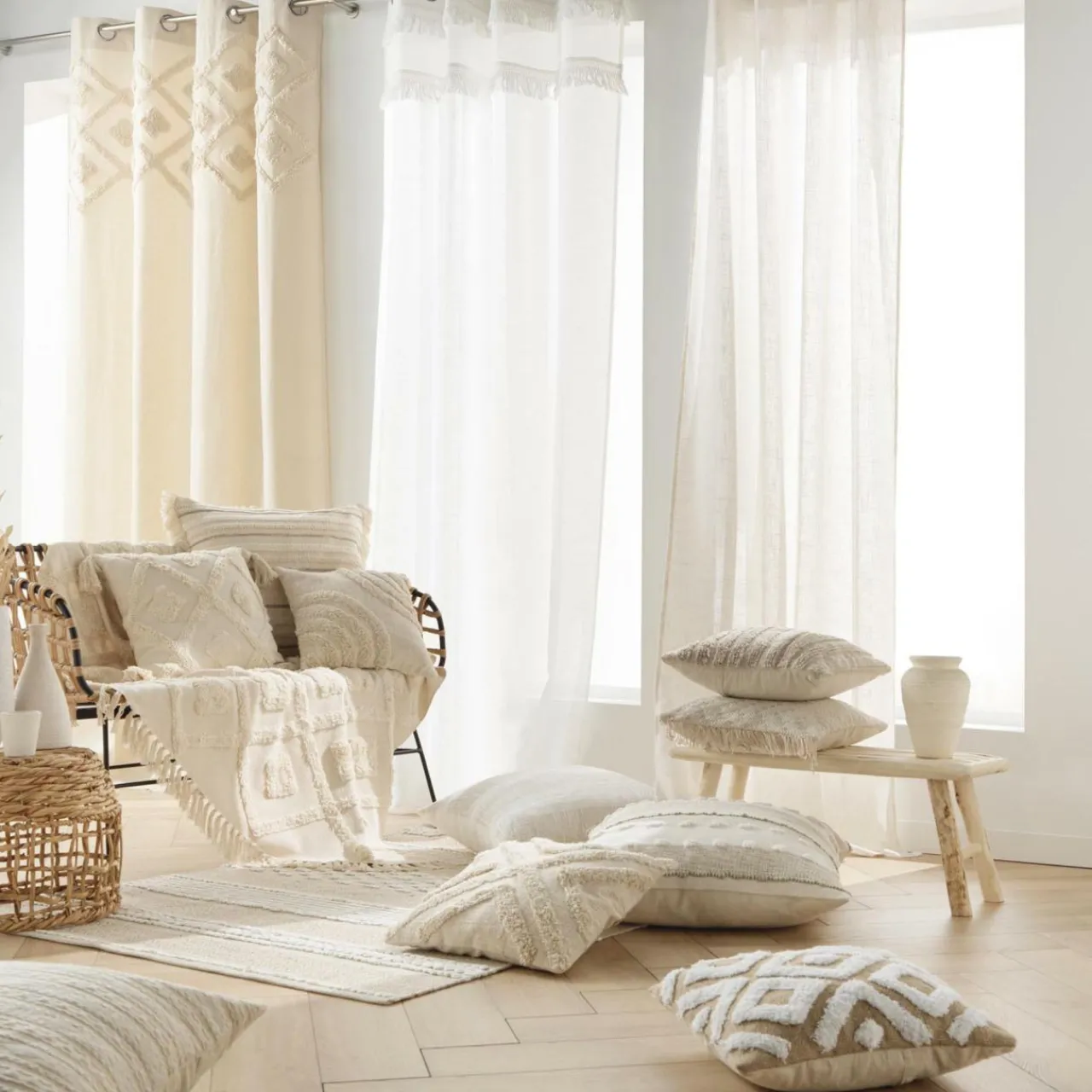 Coussin Et Housse|douceur d'intu017drieur Coussin carré coton tissé (60 x 60 cm) Santos Beige