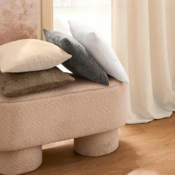 Coussin Et Housse|douceur d'intu017drieur Coussin carré en velours chenille (45 x 45 cm) Leo Blanc