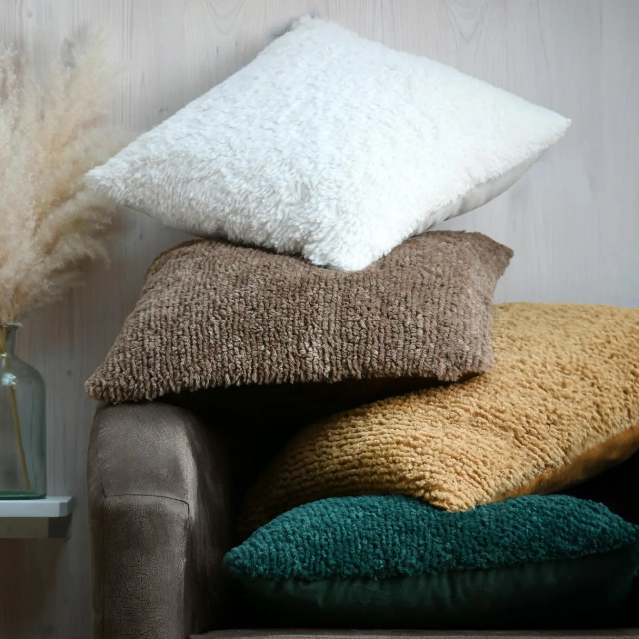 Coussin Et Housse|STOF Coussin carré fausse fourrure (45 x 45 cm) Timmy Vert émeraude