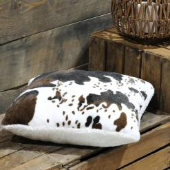 Coussin Et Housse|LOVELY CASA Coussin carré fausse fourrure (45 x 45 cm) Vache Brun Marron
